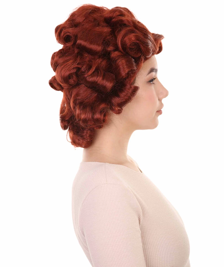 HPO Women's Colonial Historical Lady Wigs | Auburn Halloween Wigs | Premium Breathable Capless Cap 5 HPO Women's Colonial Historical Lady Wigs | Auburn Halloween Wigs | Premium Breathable Capless Cap