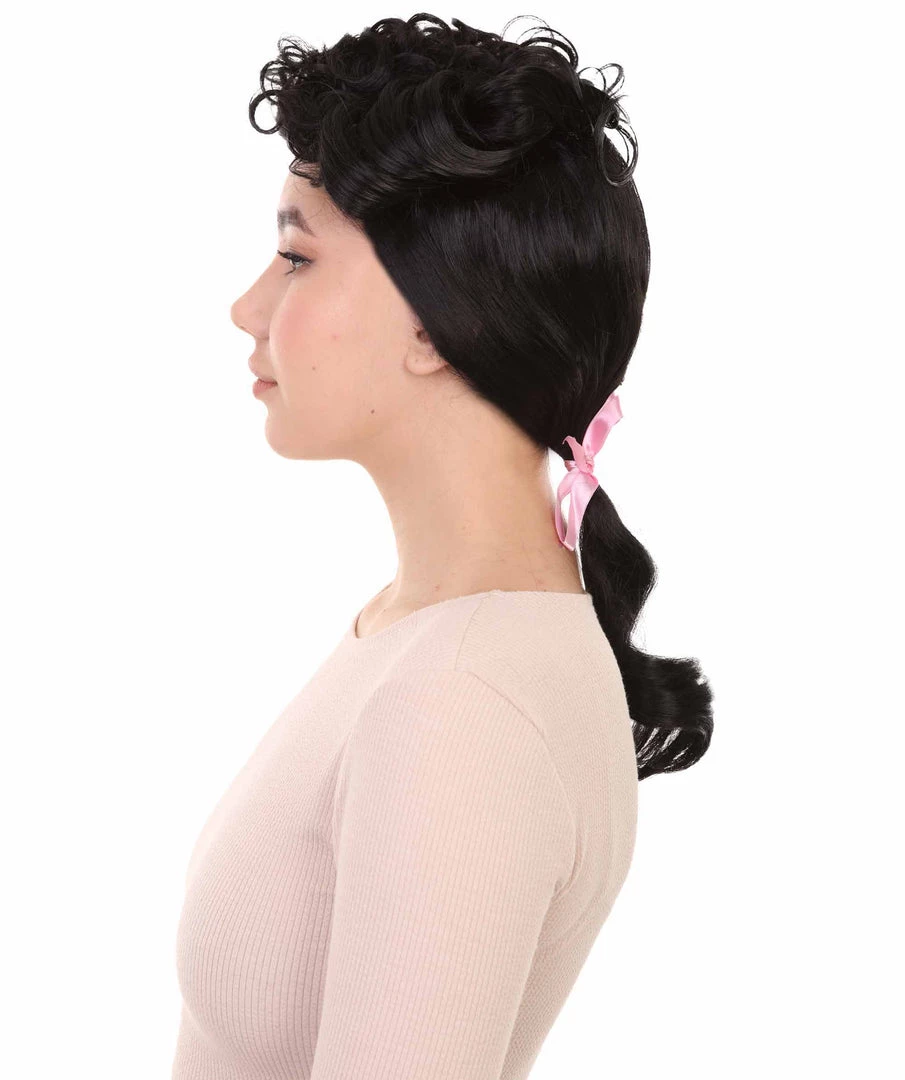 HPO Womens French Colonial Historical Wig | Black Cosplay Wigs | Premium Breathable Capless Cap 3 HPO Womens French Colonial Historical Wig | Black Cosplay Wigs | Premium Breathable Capless Cap