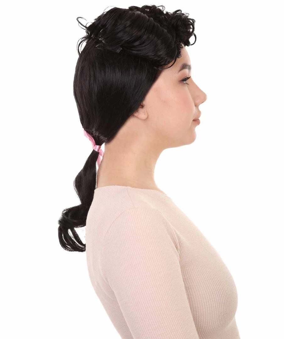 HPO Womens French Colonial Historical Wig | Black Cosplay Wigs | Premium Breathable Capless Cap 5 HPO Womens French Colonial Historical Wig | Black Cosplay Wigs | Premium Breathable Capless Cap