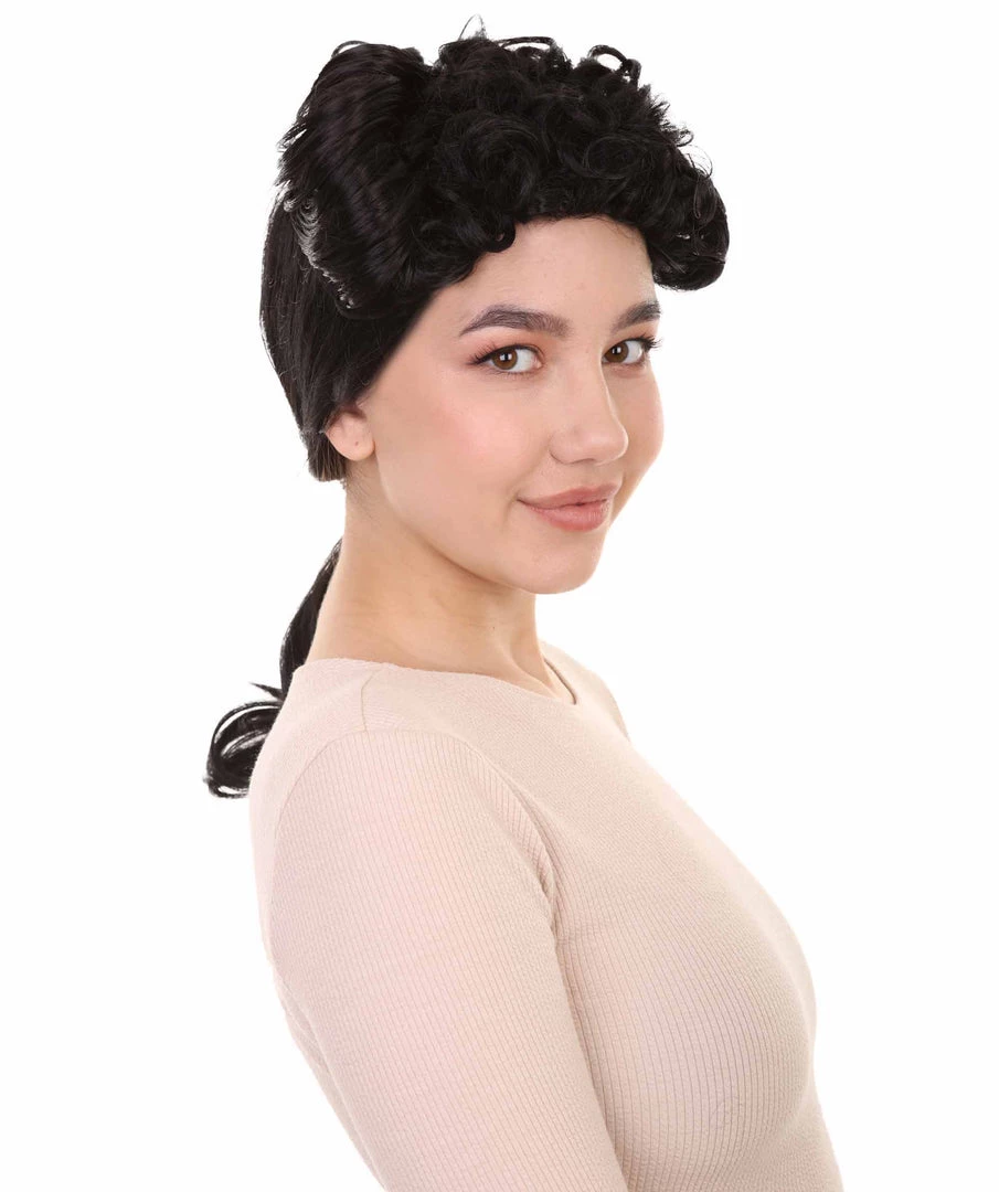 HPO Womens French Colonial Historical Wig | Black Cosplay Wigs | Premium Breathable Capless Cap 6 HPO Womens French Colonial Historical Wig | Black Cosplay Wigs | Premium Breathable Capless Cap