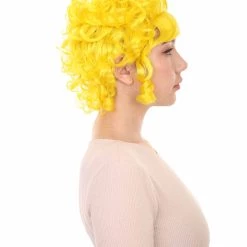 HPO Women's Women Colonial Curly Wigs | Yellow Cosplay Halloween Wigs | Premium Breathable Capless Cap 13 HPO Women's Women Colonial Curly Wigs | Yellow Cosplay Halloween Wigs | Premium Breathable Capless Cap