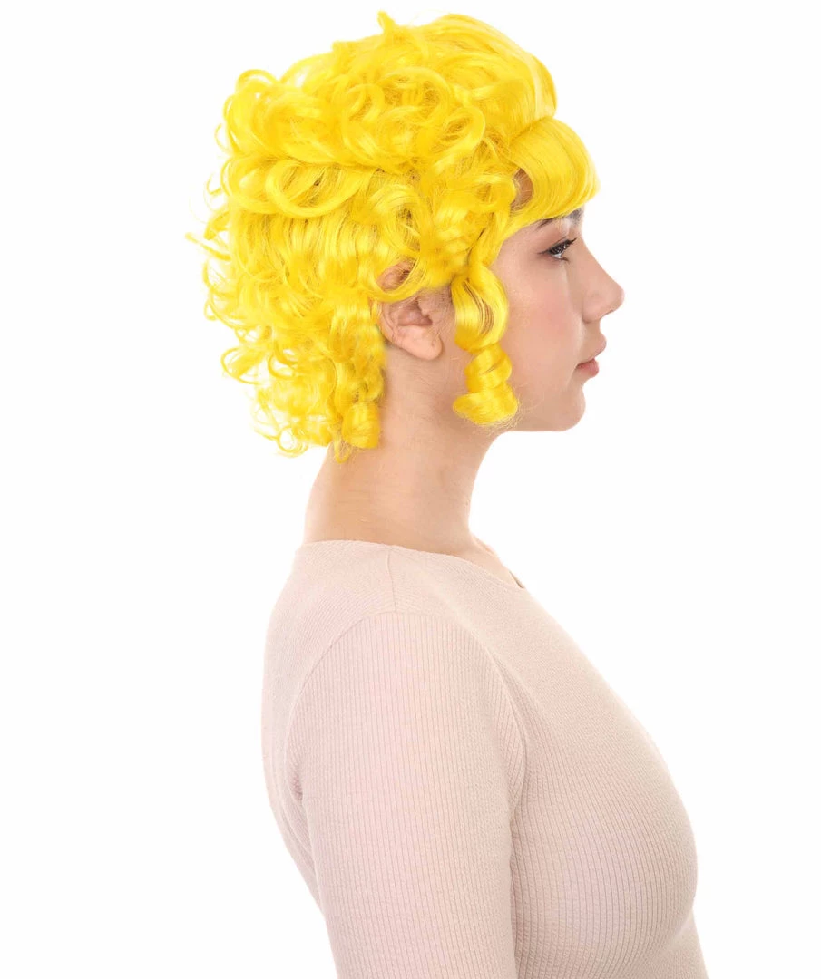 HPO Women's Women Colonial Curly Wigs | Yellow Cosplay Halloween Wigs | Premium Breathable Capless Cap 5 HPO Women's Women Colonial Curly Wigs | Yellow Cosplay Halloween Wigs | Premium Breathable Capless Cap