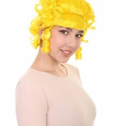 HPO Women's Women Colonial Curly Wigs | Yellow Cosplay Halloween Wigs | Premium Breathable Capless Cap 14 HPO Women's Women Colonial Curly Wigs | Yellow Cosplay Halloween Wigs | Premium Breathable Capless Cap