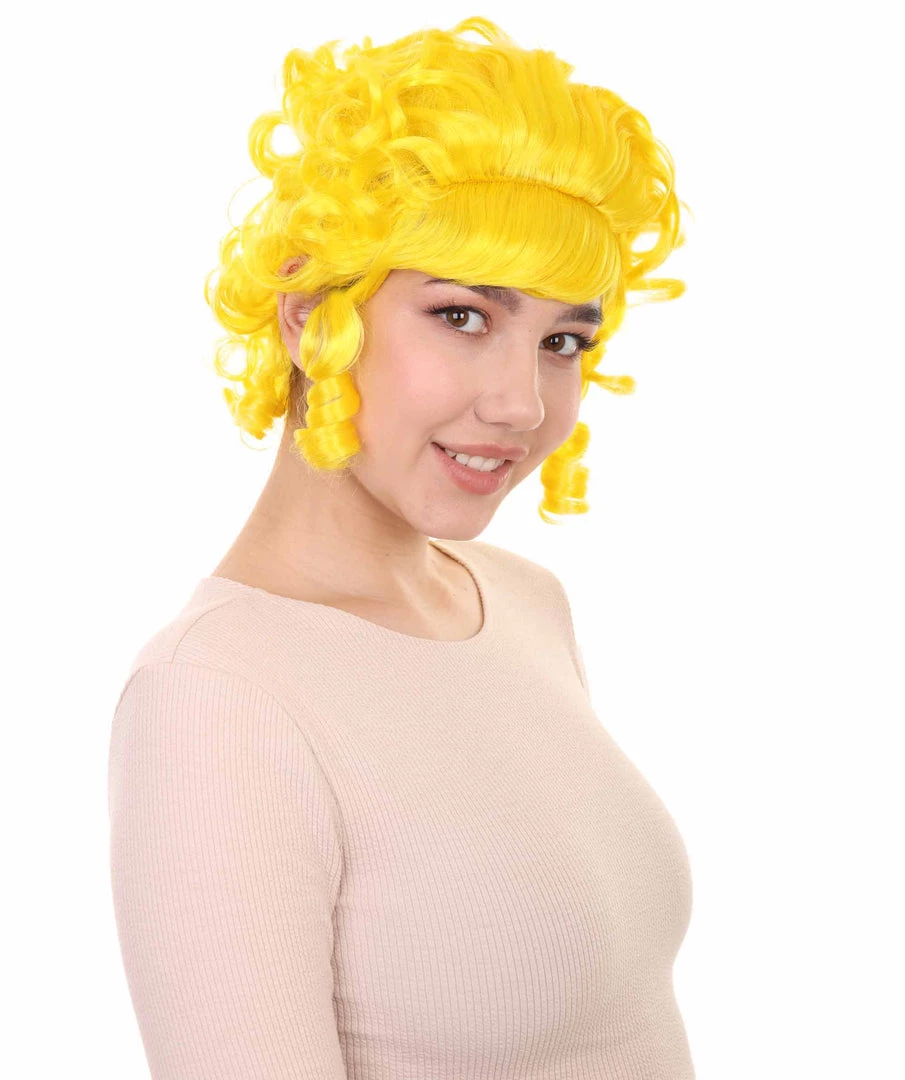 HPO Women's Women Colonial Curly Wigs | Yellow Cosplay Halloween Wigs | Premium Breathable Capless Cap 6 HPO Women's Women Colonial Curly Wigs | Yellow Cosplay Halloween Wigs | Premium Breathable Capless Cap