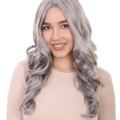 HPO Womens Medium Wavy Wigs | Gray Cosplay Wigs | Premium Breathable Capless Cap Women's