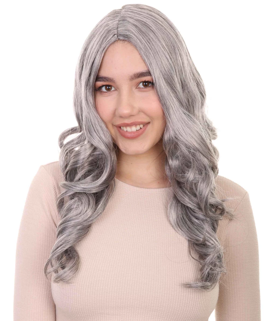 HPO Womens Medium Wavy Wigs | Gray Cosplay Wigs | Premium Breathable Capless Cap Women's 1 HPO Womens Medium Wavy Wigs | Gray Cosplay Wigs | Premium Breathable Capless Cap Women's