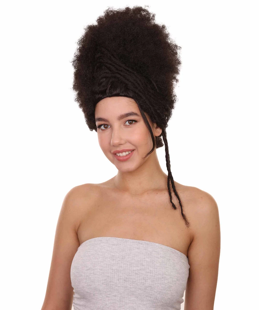 Adult Women's 16" Inch Medium Length Halloween Cosplay Afro Puff Good As Hell Goddess Costume Wig, Synthetic Fiber Hair With Braids, | HPO 1 Adult Women's 16" Inch Medium Length Halloween Cosplay Afro Puff Good As Hell Goddess Costume Wig, Synthetic Fiber Hair With Braids, | HPO