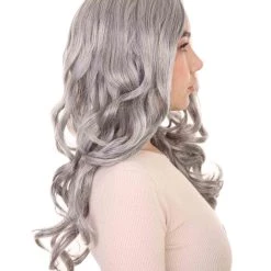 HPO Womens Medium Wavy Wigs | Gray Cosplay Wigs | Premium Breathable Capless Cap Women's 13 HPO Womens Medium Wavy Wigs | Gray Cosplay Wigs | Premium Breathable Capless Cap Women's
