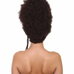Adult Women's 16" Inch Medium Length Halloween Cosplay Afro Puff Good As Hell Goddess Costume Wig, Synthetic Fiber Hair With Braids, | HPO 12 Adult Women's 16
