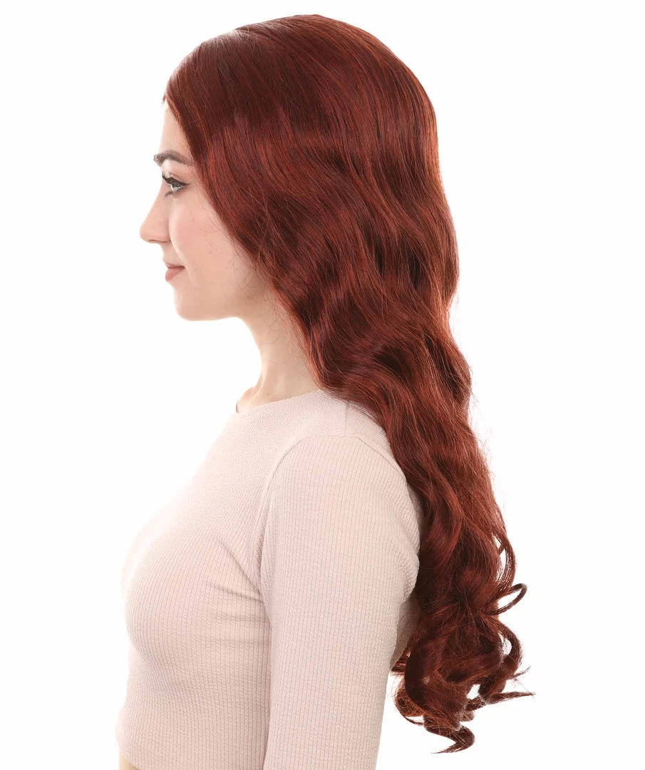 HPO Long Auburn Wavy Womens Wigs | Natural Looking Fancy Wig | Premium Breathable Capless Cap Women's 3 HPO Long Auburn Wavy Womens Wigs | Natural Looking Fancy Wig | Premium Breathable Capless Cap Women's
