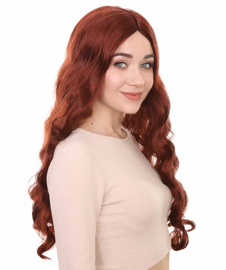 HPO Long Auburn Wavy Womens Wigs | Natural Looking Fancy Wig | Premium Breathable Capless Cap Women's 6 HPO Long Auburn Wavy Womens Wigs | Natural Looking Fancy Wig | Premium Breathable Capless Cap Women's