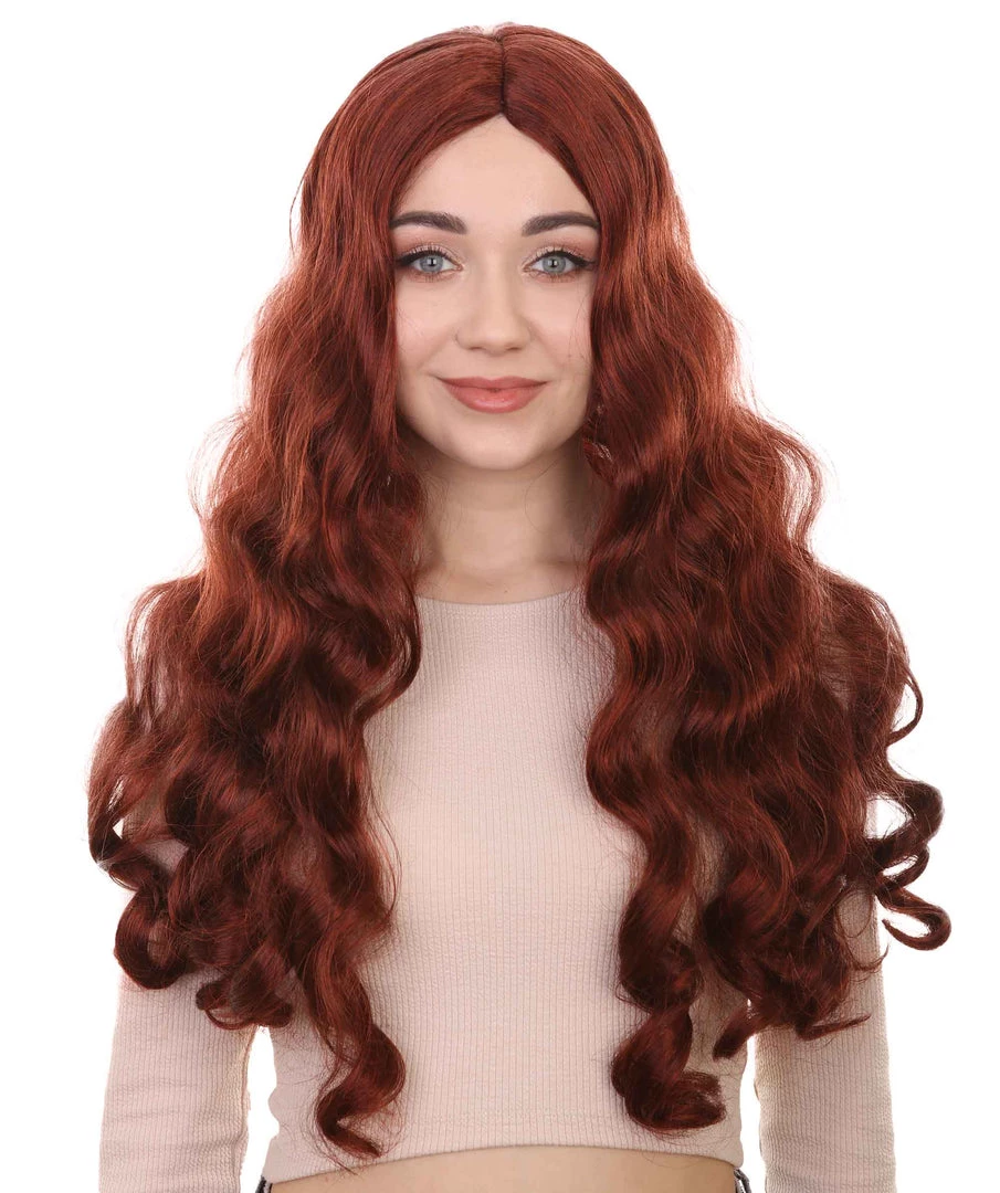 HPO Long Auburn Wavy Womens Wigs | Natural Looking Fancy Wig | Premium Breathable Capless Cap Women's 1 HPO Long Auburn Wavy Womens Wigs | Natural Looking Fancy Wig | Premium Breathable Capless Cap Women's