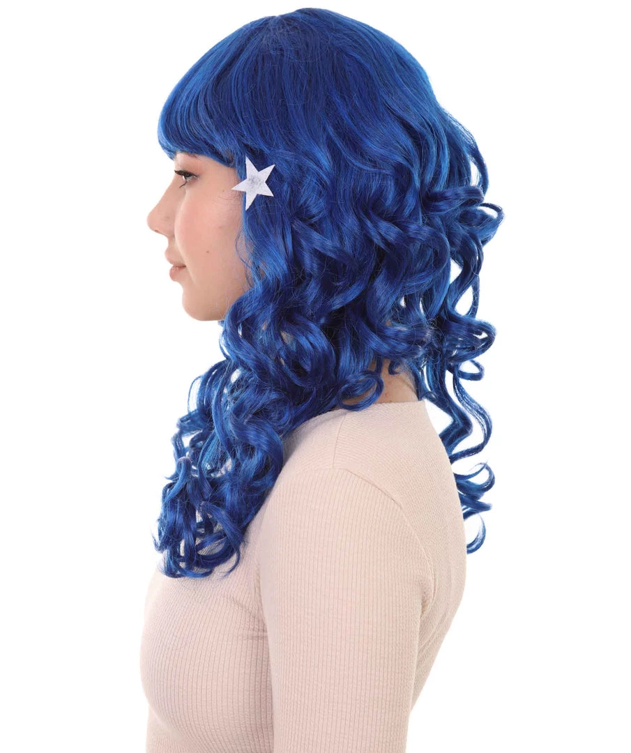HPO Carnival Womens Wig | Blue Long Curly Party Event Ready Cosplay Halloween Wig | Premium Breathable Capless Cap 3 HPO Carnival Womens Wig | Blue Long Curly Party Event Ready Cosplay Halloween Wig | Premium Breathable Capless Cap