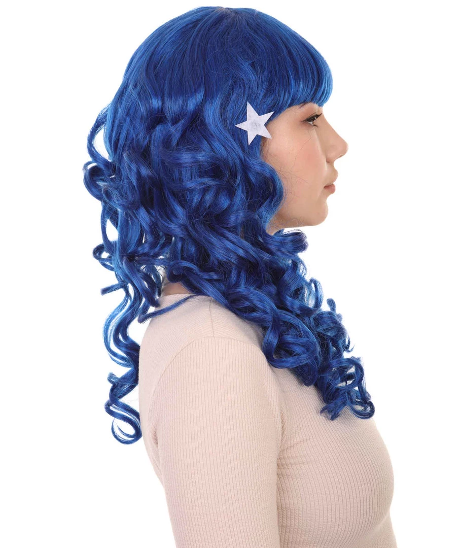 HPO Carnival Womens Wig | Blue Long Curly Party Event Ready Cosplay Halloween Wig | Premium Breathable Capless Cap 5 HPO Carnival Womens Wig | Blue Long Curly Party Event Ready Cosplay Halloween Wig | Premium Breathable Capless Cap