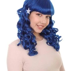 HPO Carnival Womens Wig | Blue Long Curly Party Event Ready Cosplay Halloween Wig | Premium Breathable Capless Cap 14 HPO Carnival Womens Wig | Blue Long Curly Party Event Ready Cosplay Halloween Wig | Premium Breathable Capless Cap