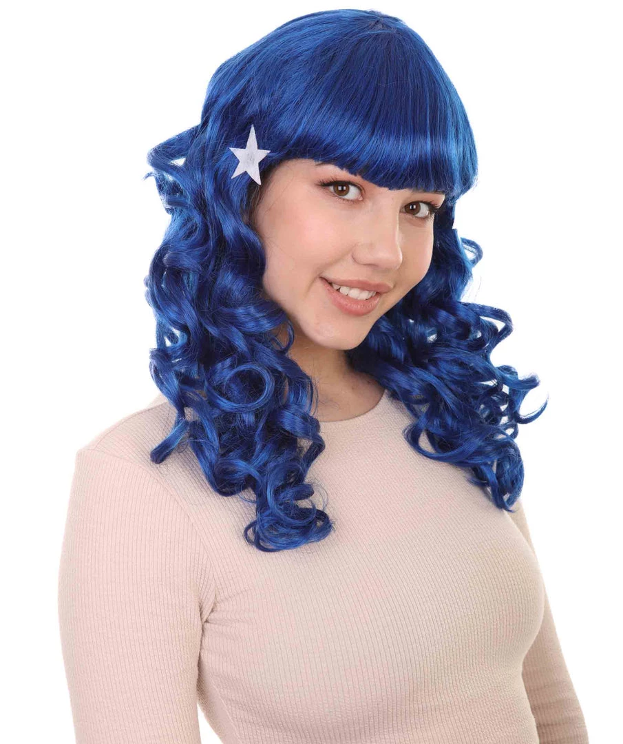 HPO Carnival Womens Wig | Blue Long Curly Party Event Ready Cosplay Halloween Wig | Premium Breathable Capless Cap 6 HPO Carnival Womens Wig | Blue Long Curly Party Event Ready Cosplay Halloween Wig | Premium Breathable Capless Cap