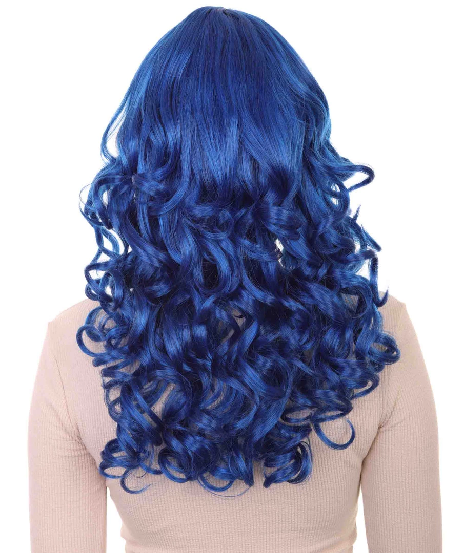 HPO Carnival Womens Wig | Blue Long Curly Party Event Ready Cosplay Halloween Wig | Premium Breathable Capless Cap 4 HPO Carnival Womens Wig | Blue Long Curly Party Event Ready Cosplay Halloween Wig | Premium Breathable Capless Cap