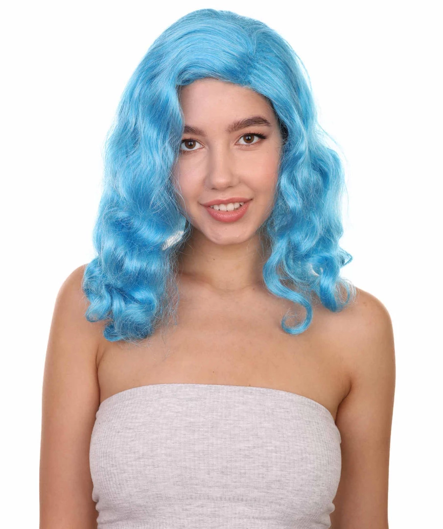 HPO Shoulder Length Women's Wig - Cotton Candy Blue Hair - Capless Cap Design 1 HPO Shoulder Length Women's Wig - Cotton Candy Blue Hair - Capless Cap Design