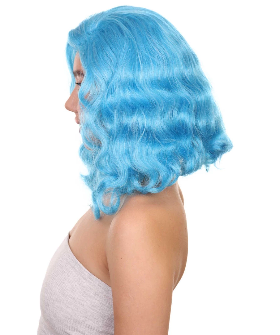 HPO Shoulder Length Women's Wig - Cotton Candy Blue Hair - Capless Cap Design 3 HPO Shoulder Length Women's Wig - Cotton Candy Blue Hair - Capless Cap Design