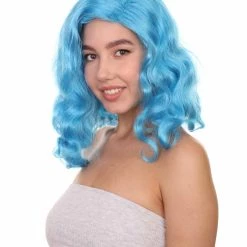 HPO Shoulder Length Women's Wig - Cotton Candy Blue Hair - Capless Cap Design