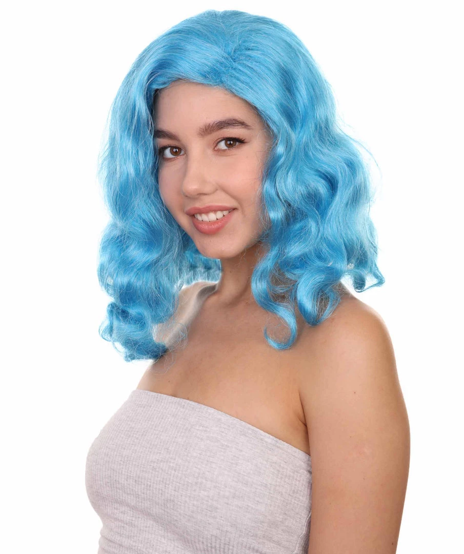 HPO Shoulder Length Women's Wig - Cotton Candy Blue Hair - Capless Cap Design 2 HPO Shoulder Length Women's Wig - Cotton Candy Blue Hair - Capless Cap Design