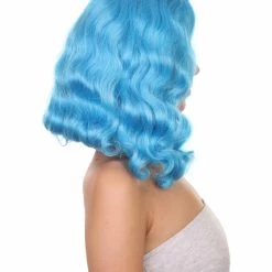HPO Shoulder Length Women's Wig - Cotton Candy Blue Hair - Capless Cap Design 13 HPO Shoulder Length Women's Wig - Cotton Candy Blue Hair - Capless Cap Design