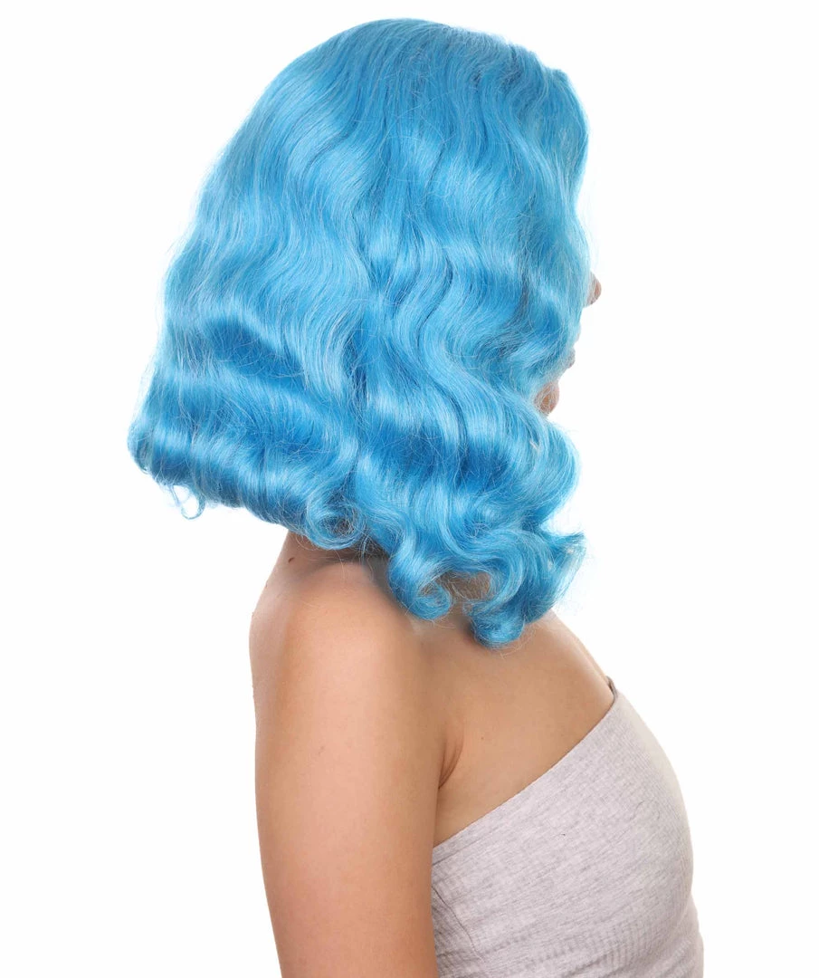 HPO Shoulder Length Women's Wig - Cotton Candy Blue Hair - Capless Cap Design 5 HPO Shoulder Length Women's Wig - Cotton Candy Blue Hair - Capless Cap Design