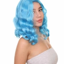 HPO Shoulder Length Women's Wig - Cotton Candy Blue Hair - Capless Cap Design 14 HPO Shoulder Length Women's Wig - Cotton Candy Blue Hair - Capless Cap Design