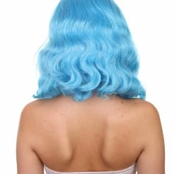 HPO Shoulder Length Women's Wig - Cotton Candy Blue Hair - Capless Cap Design 12 HPO Shoulder Length Women's Wig - Cotton Candy Blue Hair - Capless Cap Design