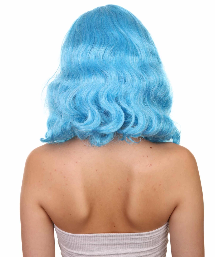HPO Shoulder Length Women's Wig - Cotton Candy Blue Hair - Capless Cap Design 4 HPO Shoulder Length Women's Wig - Cotton Candy Blue Hair - Capless Cap Design