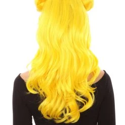 HPO Womens Long Braided Bun Wig | Bright Yellow Wig | Premium Breathable Capless Cap