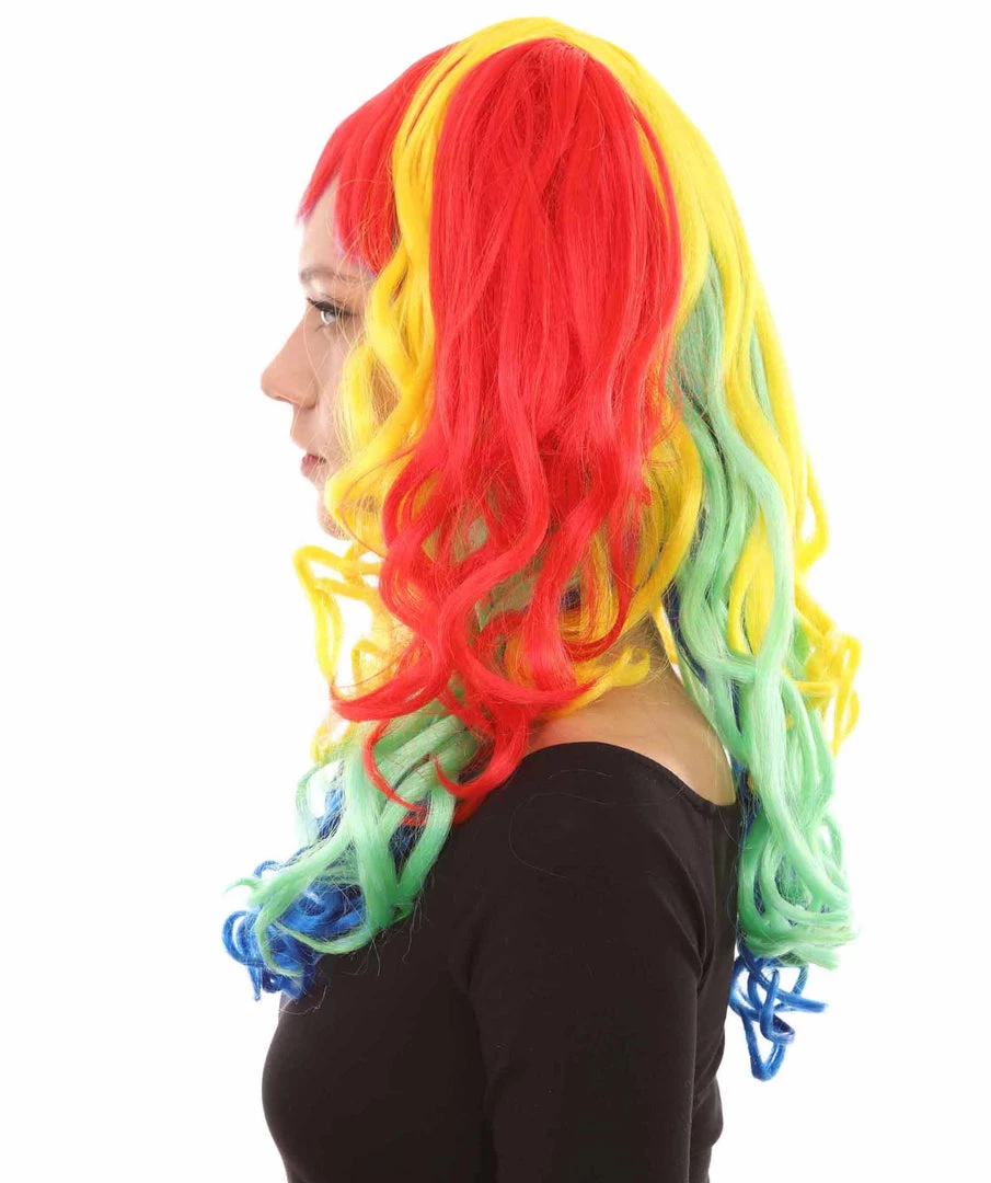 HPO Women Long Wavy Cosplay Rainbow Wig | Premium Breathable Capless Cap Women's 3 HPO Women Long Wavy Cosplay Rainbow Wig | Premium Breathable Capless Cap Women's