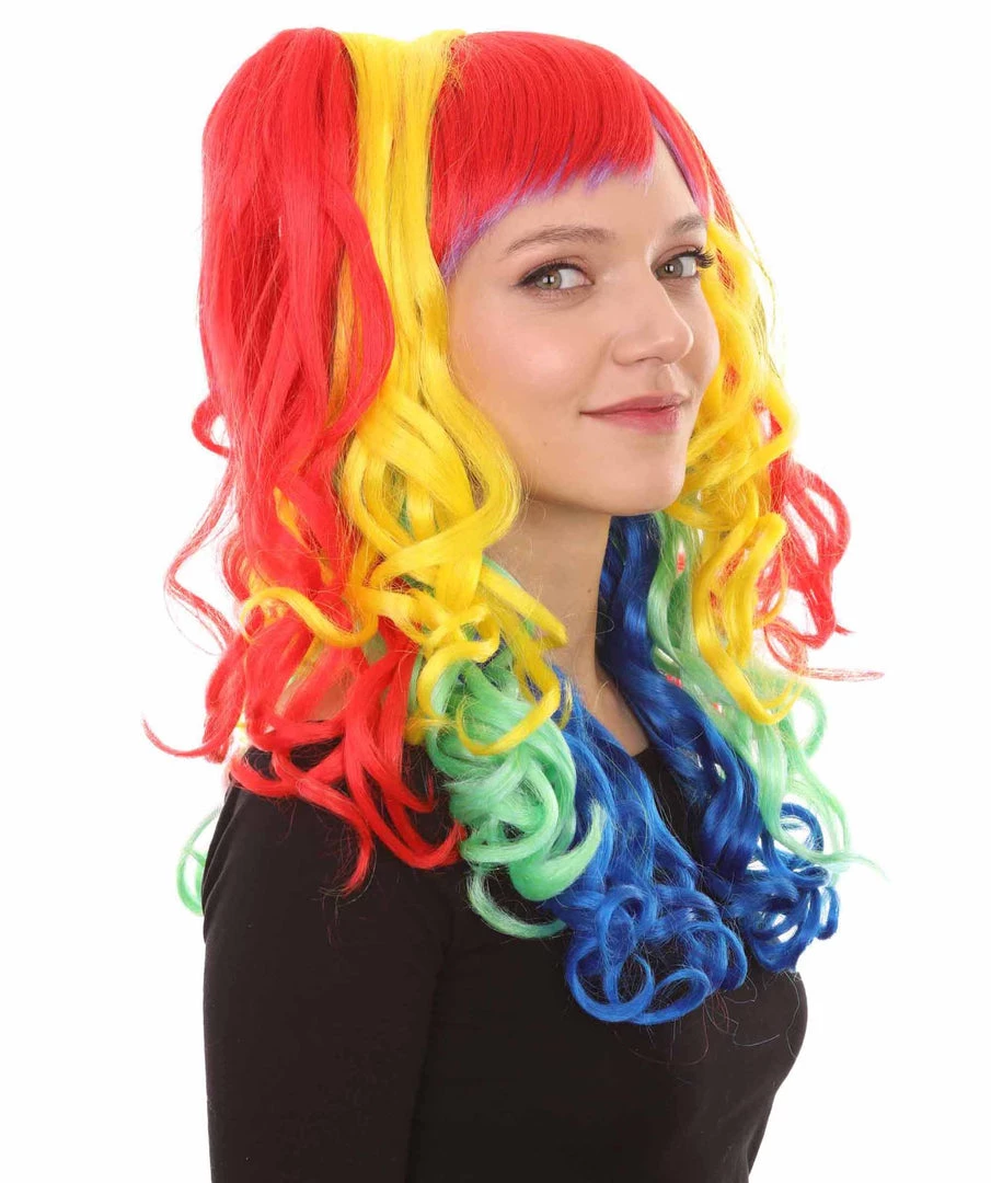 HPO Women Long Wavy Cosplay Rainbow Wig | Premium Breathable Capless Cap Women's 6 HPO Women Long Wavy Cosplay Rainbow Wig | Premium Breathable Capless Cap Women's