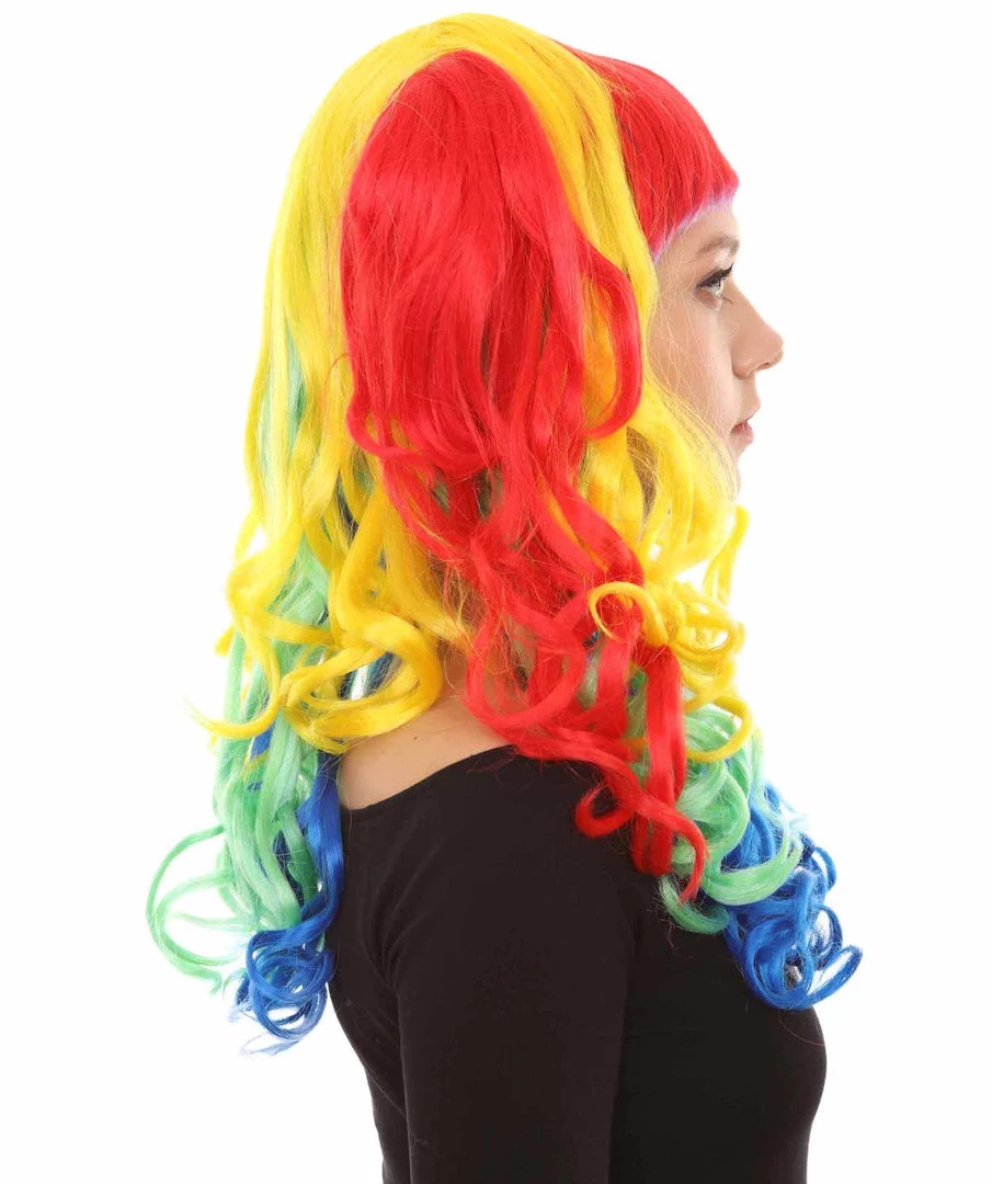 HPO Women Long Wavy Cosplay Rainbow Wig | Premium Breathable Capless Cap Women's 5 HPO Women Long Wavy Cosplay Rainbow Wig | Premium Breathable Capless Cap Women's