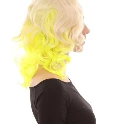 HPO Womens Two Tone Wig | Rock Star Celebrity Yellow Wig | Premium Breathable Capless Cap Women's