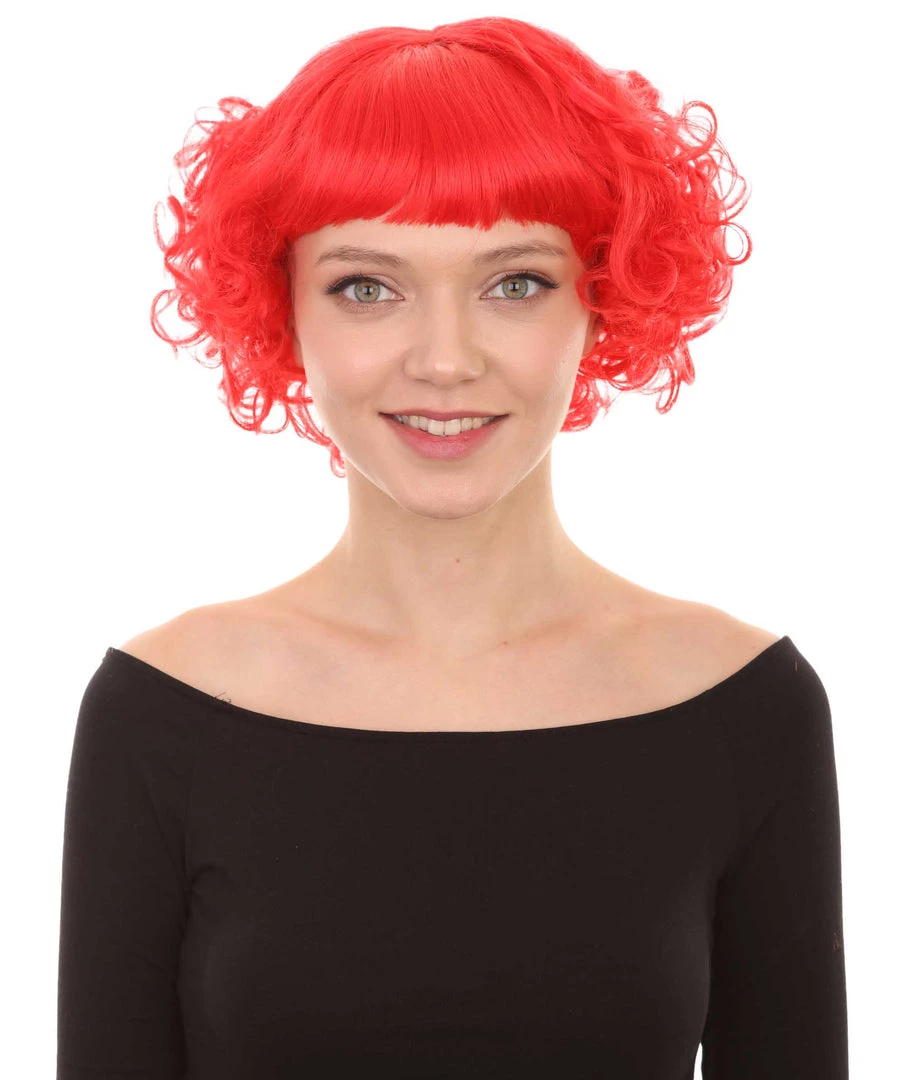 HPO Women's Short Red Cute Curly Wavy Wig | Party Ready Fancy Cosplay Halloween Wig | Premium Breathable Capless Cap 2 HPO Women's Short Red Cute Curly Wavy Wig | Party Ready Fancy Cosplay Halloween Wig | Premium Breathable Capless Cap