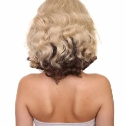 Adult Women's 15" Inch Medium Length Halloween Cosplay Flirting With The 50's Bouffant Updo Costume Wig, Synthetic Soft Fiber Hair With Pink Bow, | HPO 12 Adult Women's 15