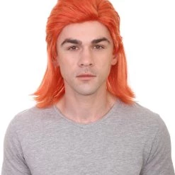 HPO 70's Disco Men's Wig | Orange Retro Wig | Premium Breathable Capless Cap