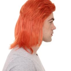 HPO 70's Disco Men's Wig | Orange Retro Wig | Premium Breathable Capless Cap
