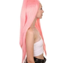 HPO Chromatic Pop Angel | Bubblegum Pink Half Up Wig With Wrapped Top Knot | Premium Halloween Wig Women's
