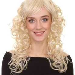 HPO Men's Adult Womens Wig | Curly Long Princess Blonde Cosplay Halloween Wig | Premium Breathable Capless Cap