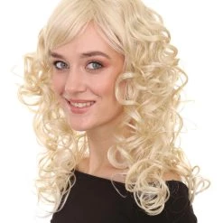 HPO Men's Adult Womens Wig | Curly Long Princess Blonde Cosplay Halloween Wig | Premium Breathable Capless Cap