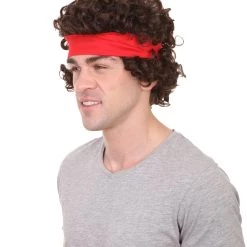 HPO 80's Tennis Player John Mens Wig | Black Sport Cosplay Halloween Wig | Premium Breathable Capless Cap