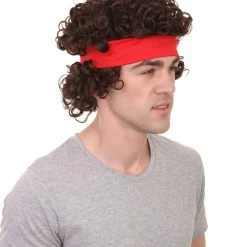 HPO 80's Tennis Player John Mens Wig | Black Sport Cosplay Halloween Wig | Premium Breathable Capless Cap