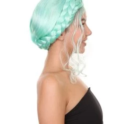 Adult Women's 16" Inch Medium Length Halloween Cosplay Braided Updo Iconic Influencer Of Social Media Costume Wig, Synthetic Soft Fiber Hair, | HPO 13 Adult Women's 16