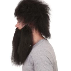 HPO Caveman Mens Wig And Beard Set Collection | Stone Age Cosplay Halloween Wig | Premium Breathable Capless Cap