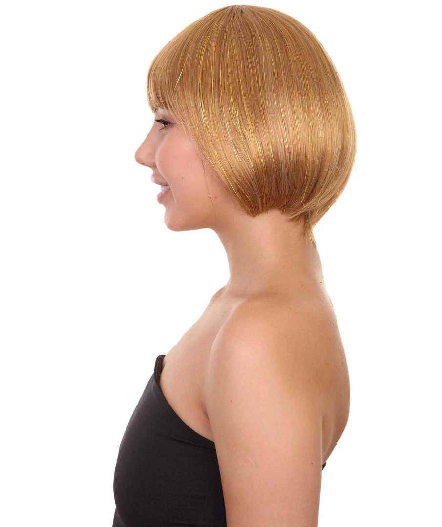 HPO Womens Gold Bob Wig | Stage/Event Fancy Halloween Wig | Premium Breathable Capless Cap 3 HPO Womens Gold Bob Wig | Stage/Event Fancy Halloween Wig | Premium Breathable Capless Cap