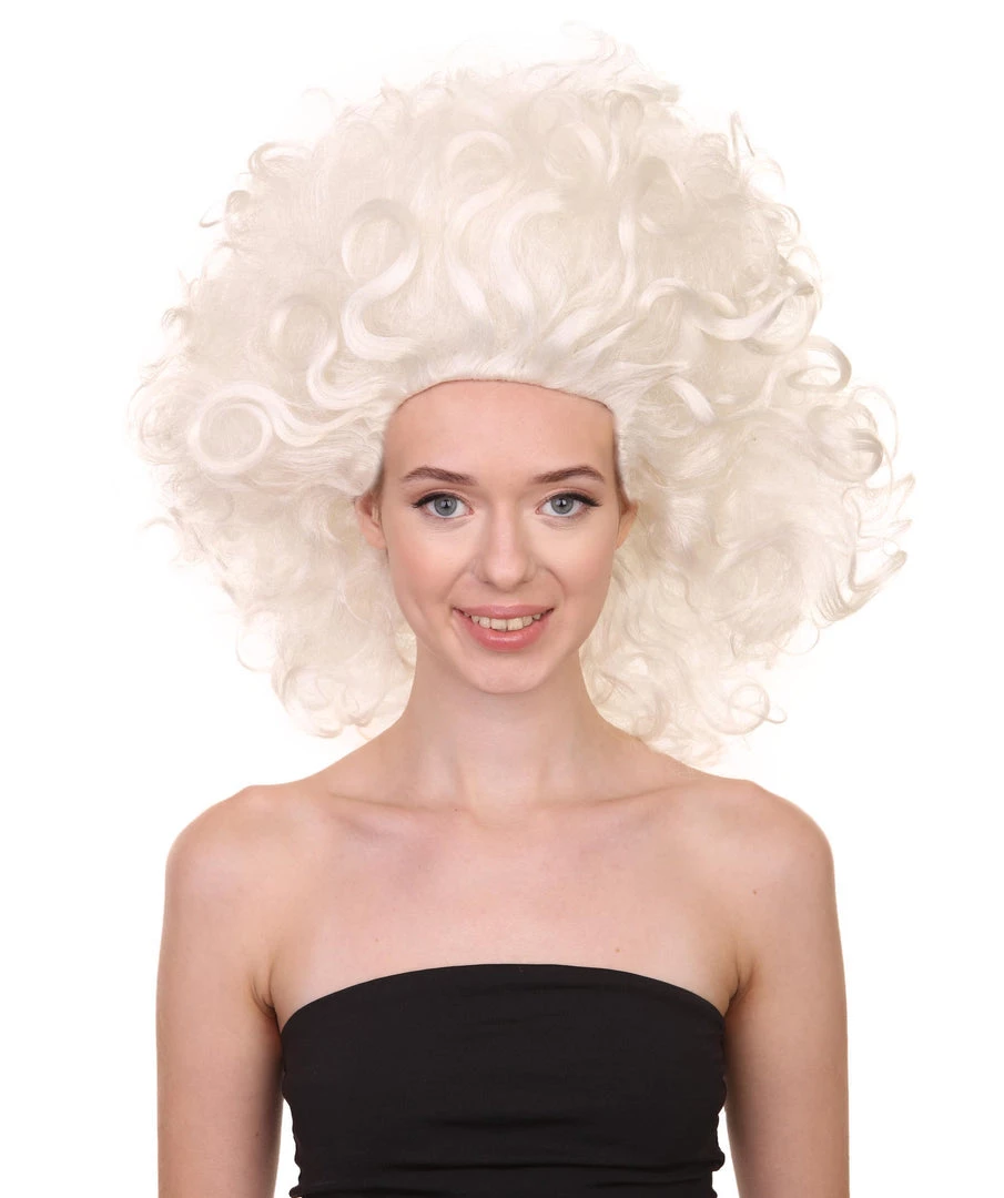 Adult Women's 17" Inch Medium Length Halloween Colonial Baroque Renaissance Puffy Drag Queen Costume Wig, Synthetic Fiber Hair, | HPO 1 Adult Women's 17" Inch Medium Length Halloween Colonial Baroque Renaissance Puffy Drag Queen Costume Wig, Synthetic Fiber Hair, | HPO