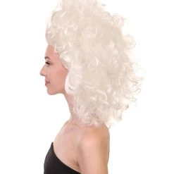Adult Women's 17" Inch Medium Length Halloween Colonial Baroque Renaissance Puffy Drag Queen Costume Wig, Synthetic Fiber Hair, | HPO 11 Adult Women's 17