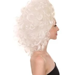 Adult Women's 17" Inch Medium Length Halloween Colonial Baroque Renaissance Puffy Drag Queen Costume Wig, Synthetic Fiber Hair, | HPO 13 Adult Women's 17